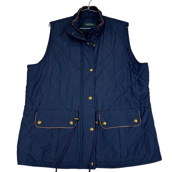 Lauren Ralph Lauren Jackets & Blazers - Lauren Ralph Lauren Quilted Vest Blue Snap Zip Women's XL